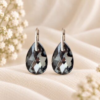 Swarovski Oorbellen Druppel Silver Night 28mm