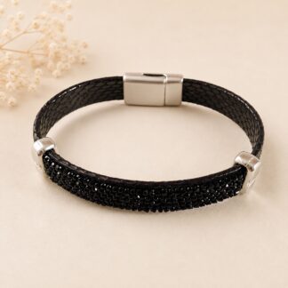 Nappa Leren Armband Black + Rocks