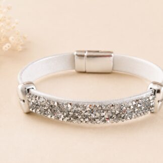 Nappa Leren Armband Silver + Rocks