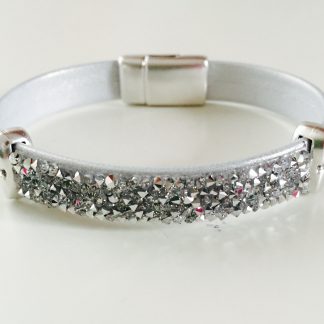 Nappa Leren Armband Silver + Rocks