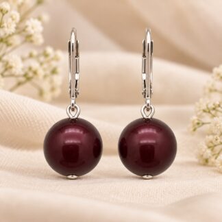 Oorbellen Parel Swarovski Elements Maroon