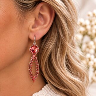 Oorbellen Handgemaakt Swarovski Rivoli Padparadscha