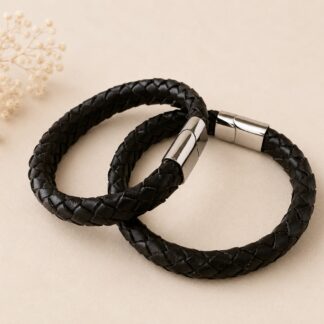 Leren Armband Black Oval 10x6mm