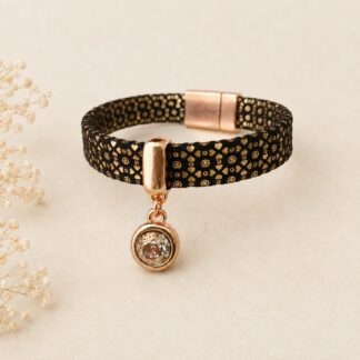 Armband Leopard Metallic Dark Brown Flower