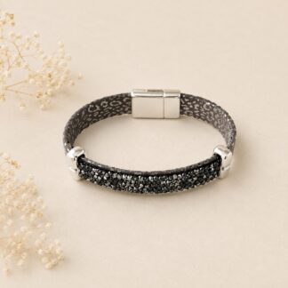Armband Leopard Metallic Grey Rocks