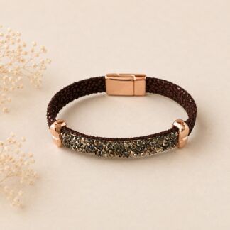 Armband Leopard Metallic Dark Brown Rocks