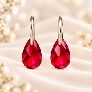 Swarovski Oorbellen Druppel Scarlet 16mm