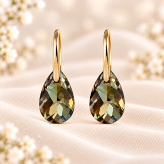 Swarovski Oorbellen Druppel Iridescent Green Gold 16mm