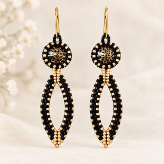 Handgemaakte Oorbellen Black-Gold