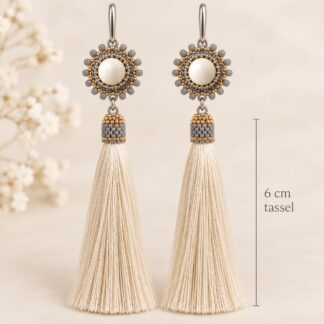 Handgemaakte Oorbellen Tassel Ivory