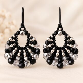 Handgemaakte Oorbellen Black-Silver