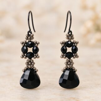 Handgemaakte Oorbellen Crystal Black Silver