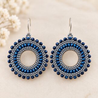 Handgemaakte Oorbellen Metallic Blue Mat