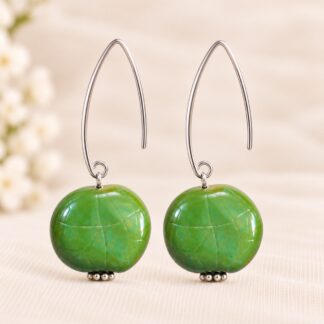 Handgemaakte Oorbellen Kazuri Apple Green