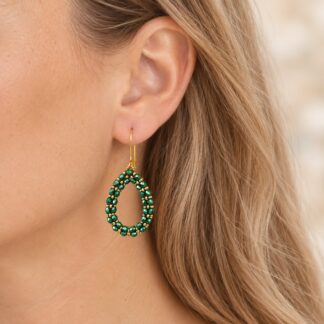 Handgemaakte Oorbellen Green/Apricot