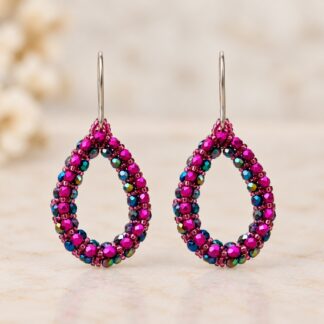 Handgemaakte Oorbellen Magic Blue/Metallic Pink