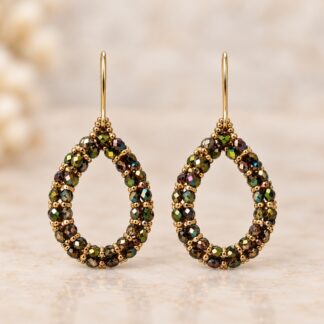 Handgemaakte Oorbellen Magic Green/Gold