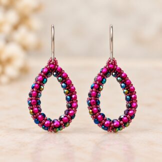 Handgemaakte Oorbellen Magic Blue/Metallic Pink
