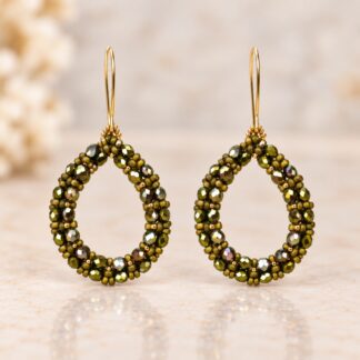 Handgemaakte Oorbellen Olivine/Magic Green