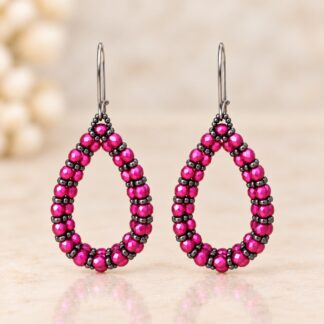 Handgemaakte Oorbellen Hot Pink/Pink Yarrow