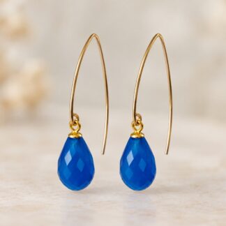 Handgemaakte Oorbellen Blauwe Onyx Druppel