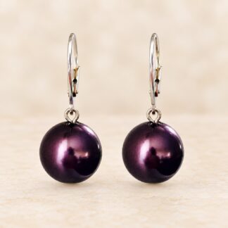 Handgemaakte Oorbellen Swarovski Parels Burgundy 14mm