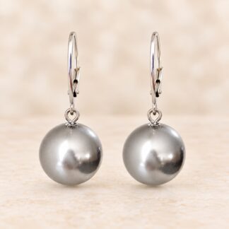 Handgemaakte Oorbellen Swarovski Parels Light Grey 14mm