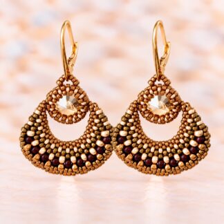 Handgemaakte Oorbellen Swarovski Rivoli Golden Shadow