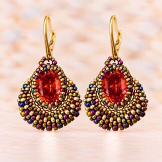 Handgemaakte Oorbellen Swarovski Oval Padparadscha