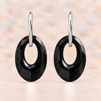 Swarovski Oorbellen Ovaal Jet 30mm