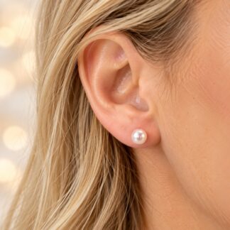Handgemaakte Swarovski Oorstekers White 6mm