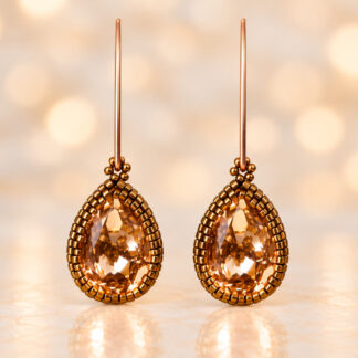 Handgemaakte Preciosa Oorbellen Light Peach 18x13mm