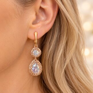 Handgemaakte Oorbellen Swarovski White Patina
