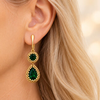 Handgemaakte Oorbellen Swarovski Fern Green