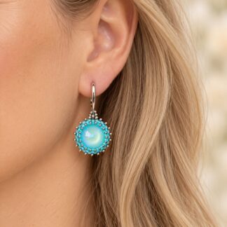Handgemaakte Oorbellen Rivoli 14mm AB Ultra Turquoise