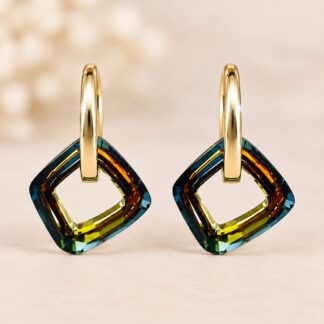 Oorbellen Swarovski Cosmic Square Ring Tabac 14mm