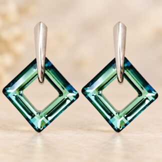 Oorbellen Swarovski Carré Bermuda Blue 20mm