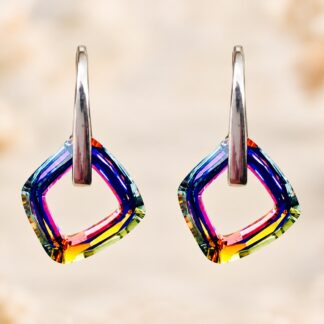 Oorbellen Swarovski Cosmic Square Ring Volcano 14mm