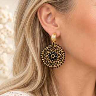 Handgemaakte Statement Oorbellen Black/Gold