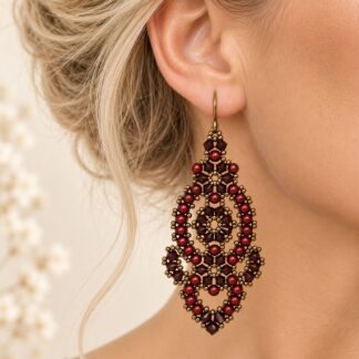 Handgemaakte Oorbellen Swarovski Bordeauxrood