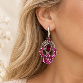 Handgemaakte Oorbellen Cleopatra Swarovski Fuchsia