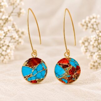 Handgemaakte Statement Oorbellen Mojave Red/Turquoise