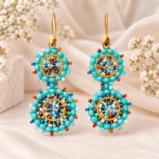 Handgemaakte Statement Oorbellen Groen Turquoise