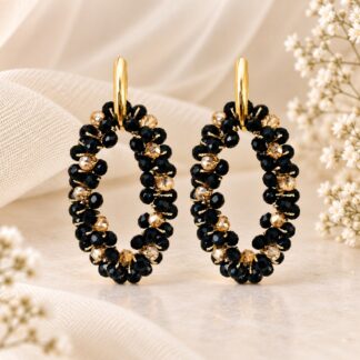 Handgemaakte Statement Oorbellen Black/Golden Shadow