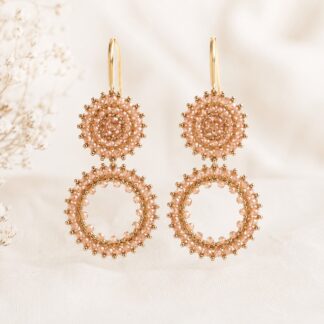 Handgemaakte Statement Oorbellen Crystal Golden Shadow/Peach
