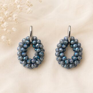 Handgemaakte Statement Oorbellen Green/Grey/Blue
