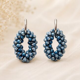 Handgemaakte Statement Oorbellen Blue/White