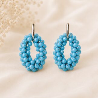 Handgemaakte Statement Oorbellen Helder Blauw