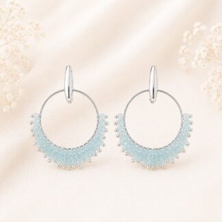 Handgemaakte Oorbellen Hoops Light Aquamarine Opal