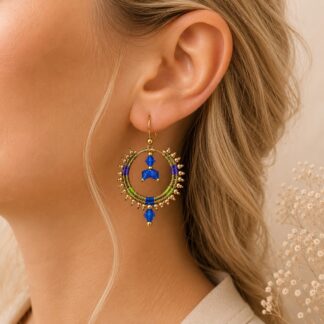 Handgeweven Oorbellen Capri Blue